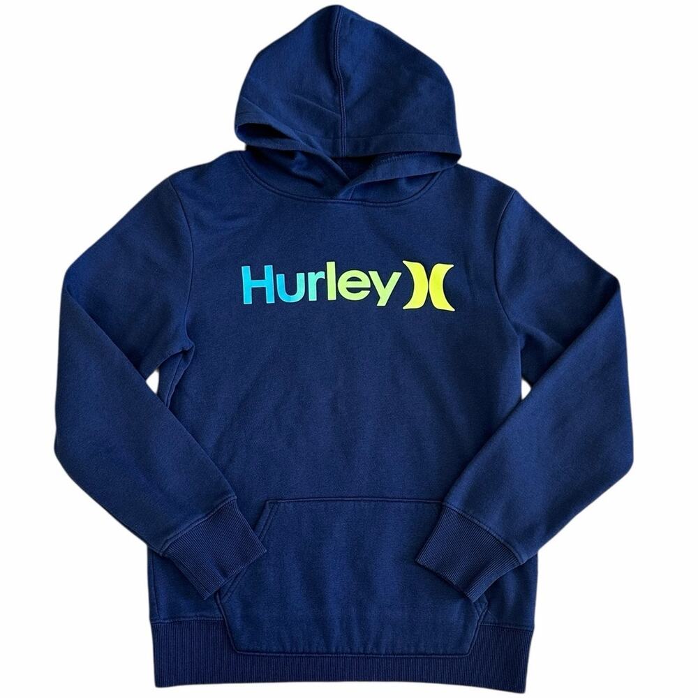 Hurley Boys Navy Blue Fleece Pullover Hoodie Logo Size 14/16